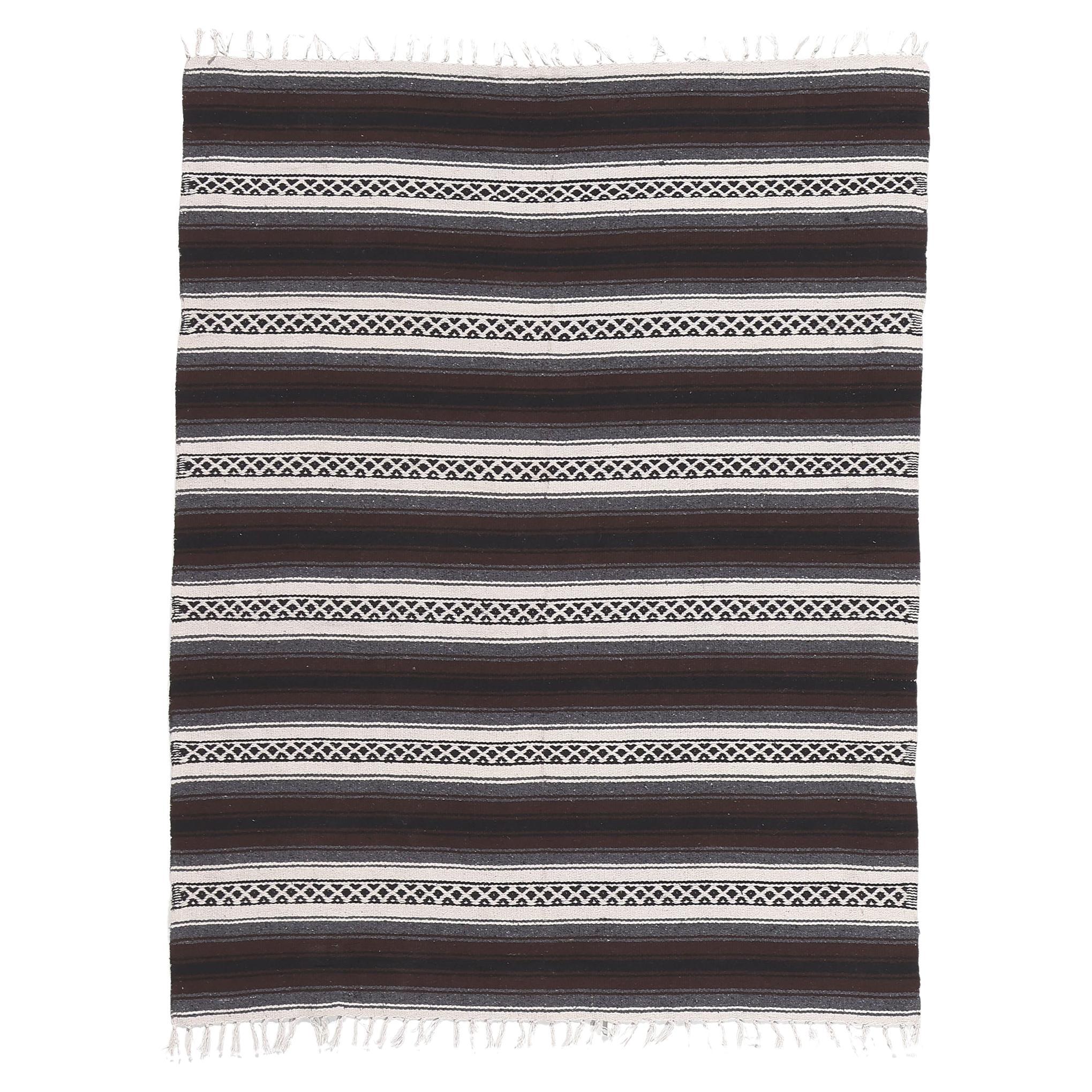 Modern Striped Indian Kilim Rug, 04'09 x 05'11 For Sale