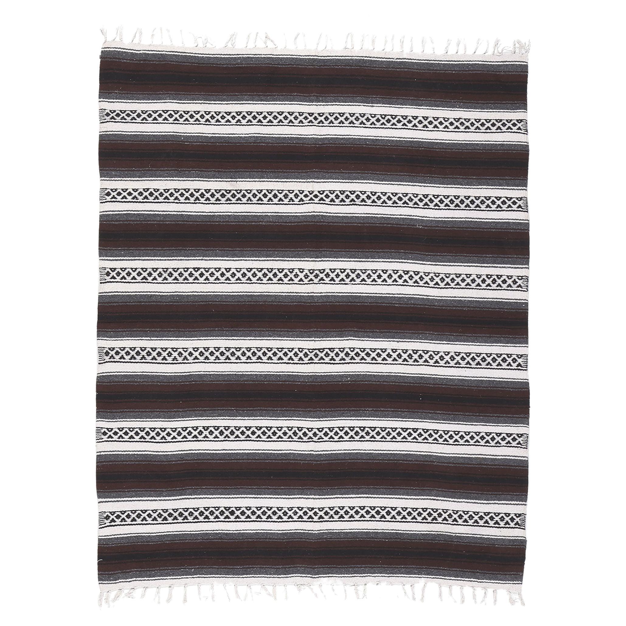 Modern Striped Indian Kilim Rug, 04'09 x 05'11