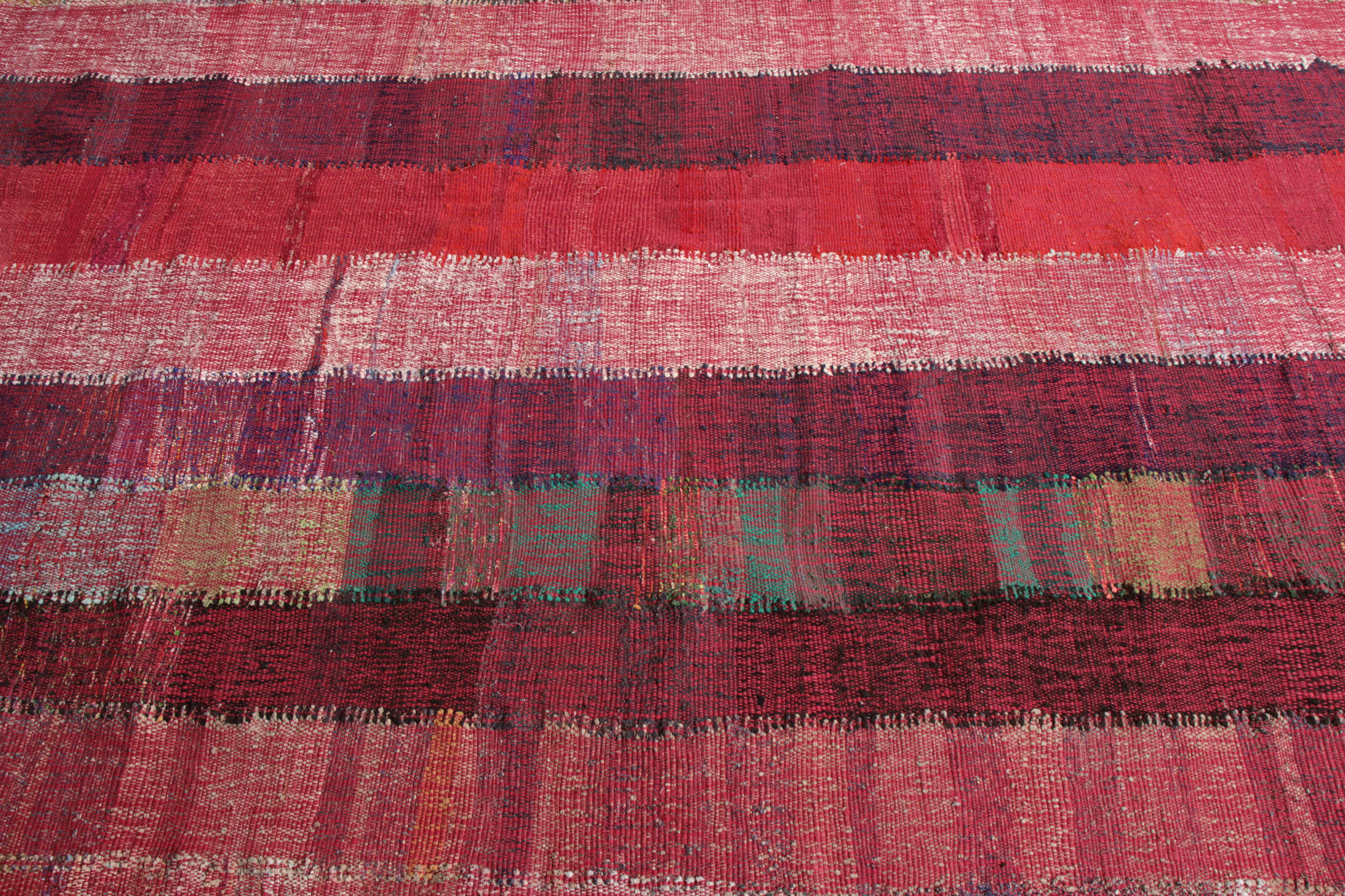 Modern Striped Kilim Geometric Red Pink Flat-Weave by Rug & Kilim In New Condition In Long Island City, NY