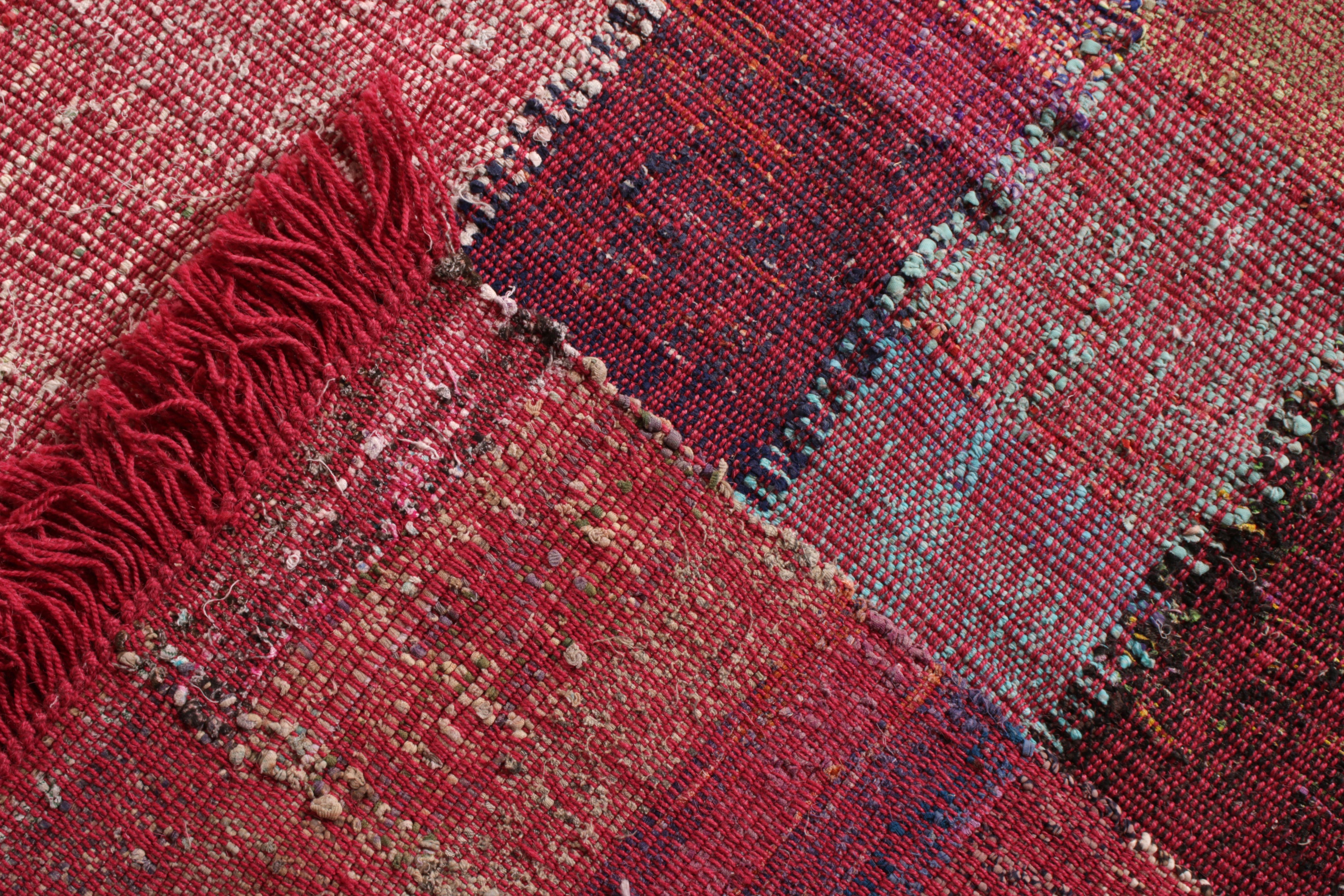 Contemporary Modern Striped Kilim Geometric Red Pink Flat-Weave by Rug & Kilim