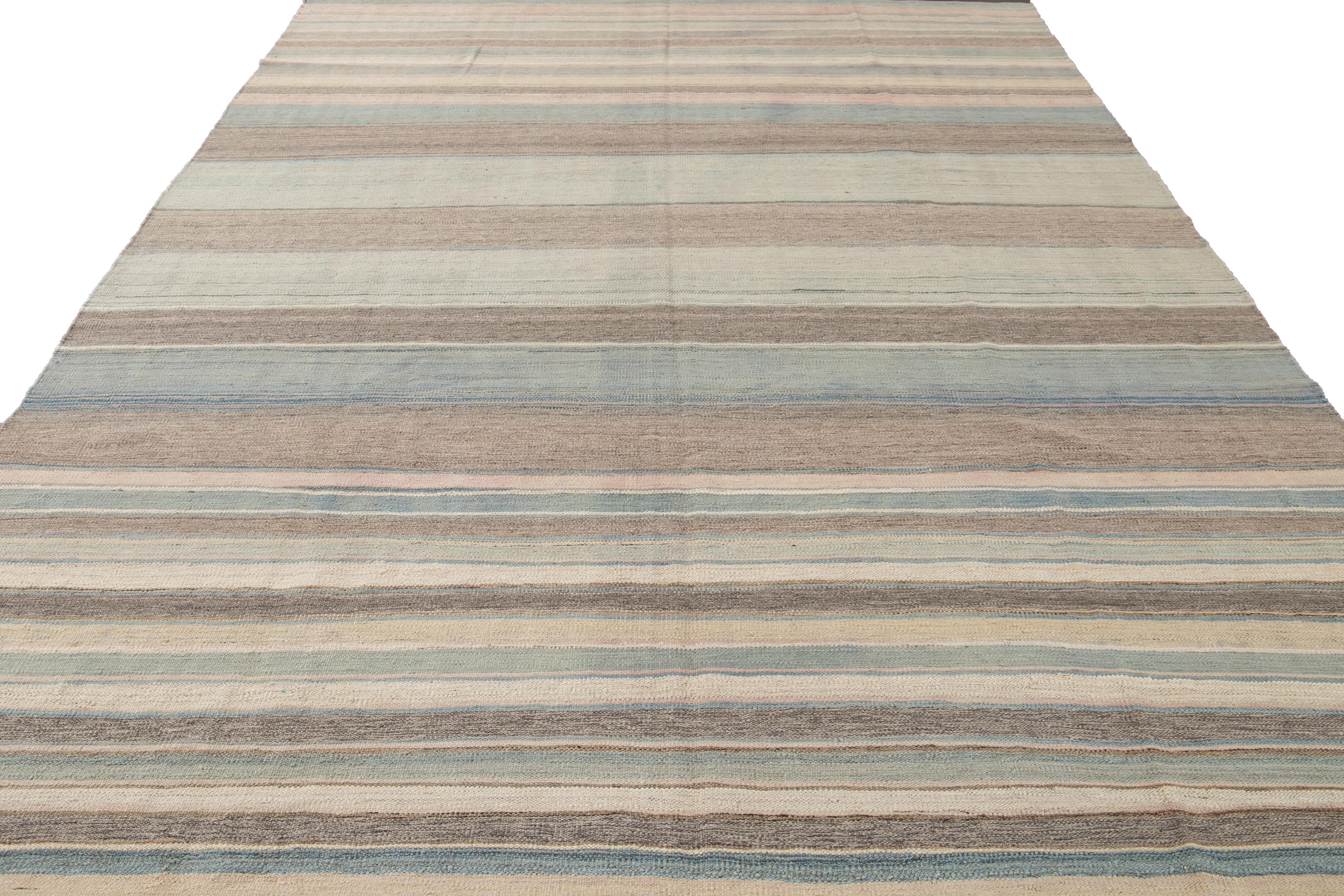 modern stripe wool kilim rug