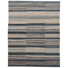 Modern Striped Kilim Room Size Wool Rug