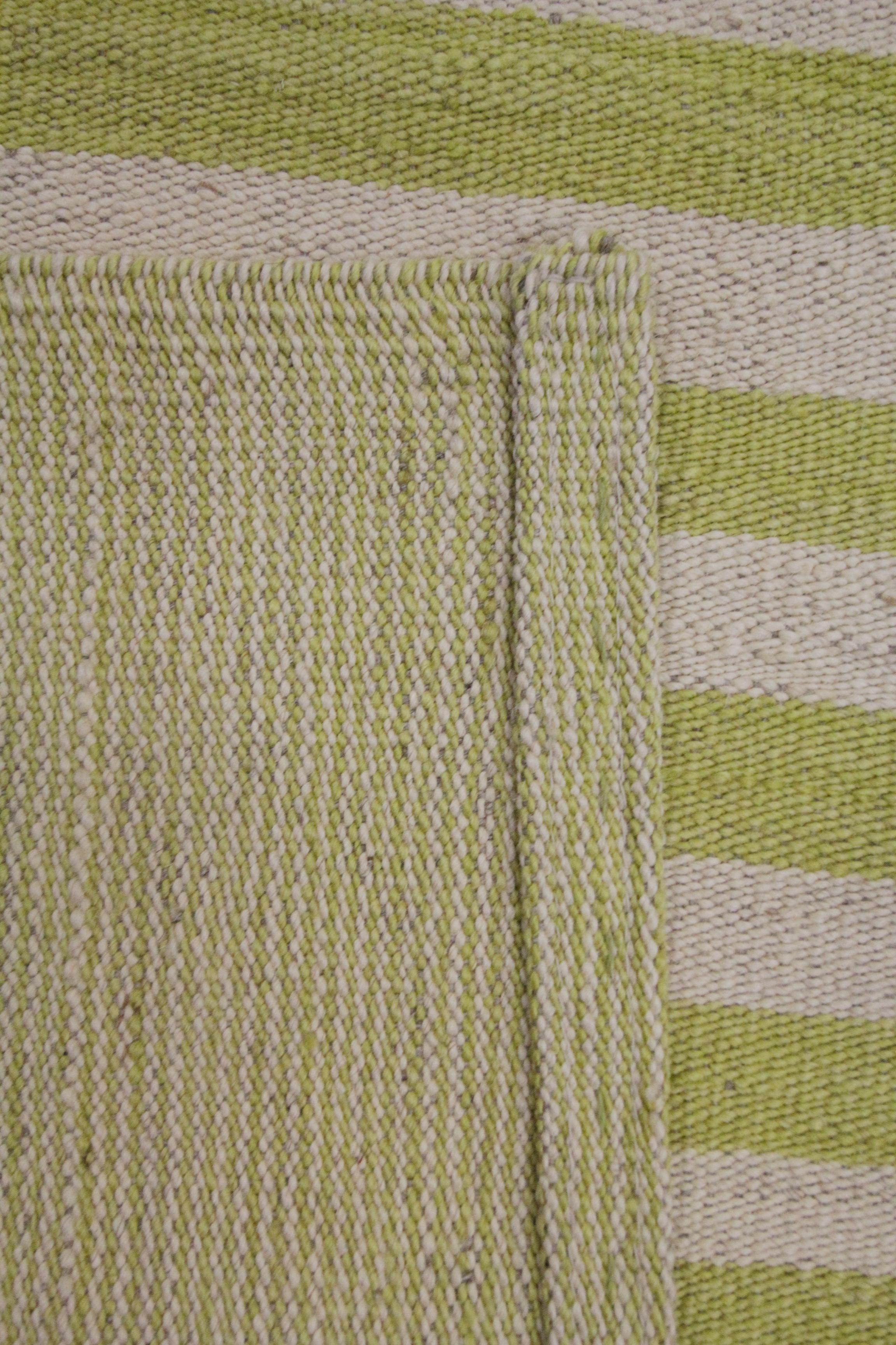 Modern Striped Kilim Rug Handmade Carpet Mustard Yellow Wool Area Rug For Sale 1
