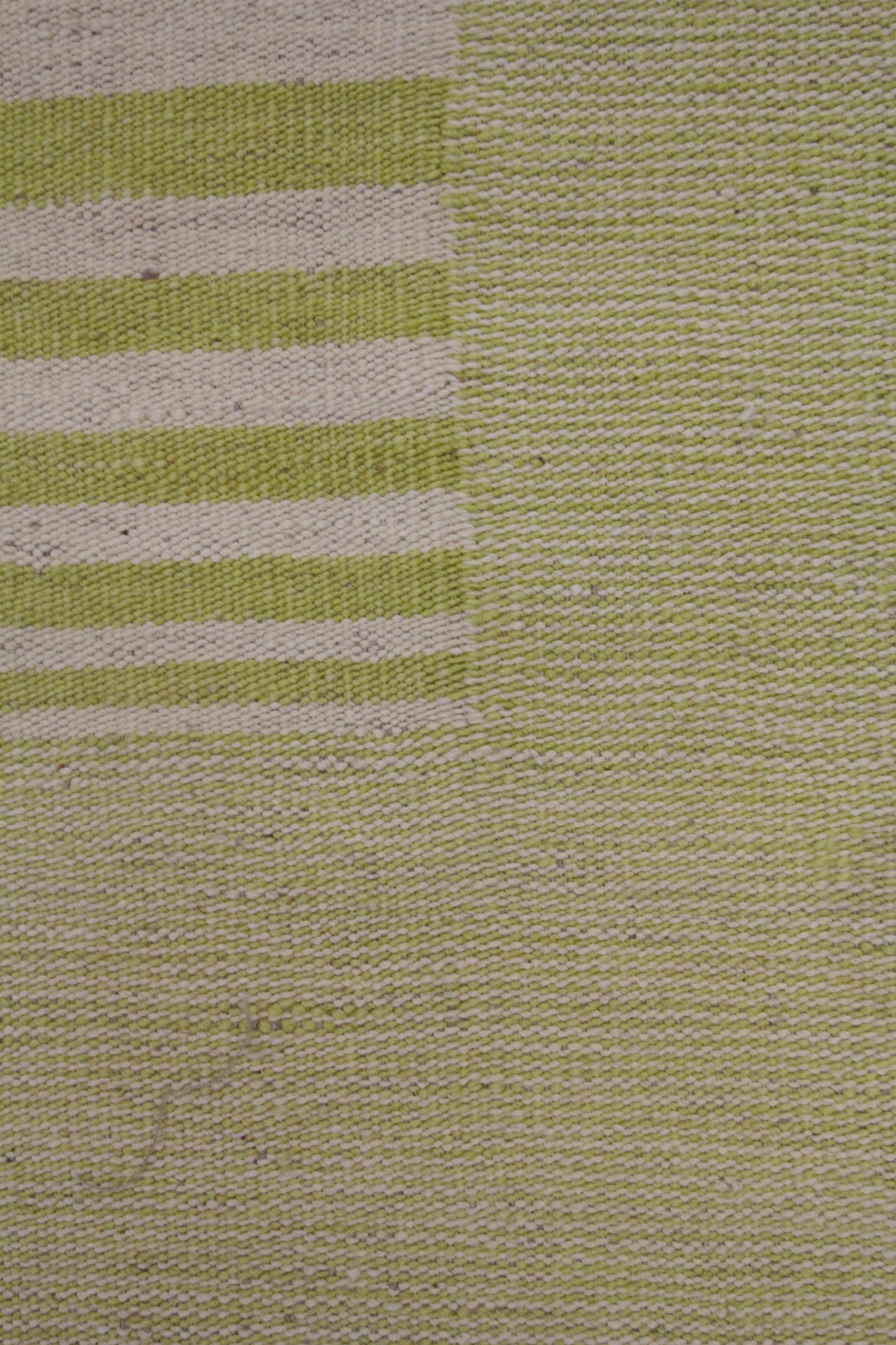 Mid-Century Modern Modern Striped Kilim Rug Handmade Kelim Carpet Mustard Yellow Wool Area Rug For Sale