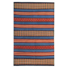 Moderner gestreifter Kilim-Teppich Handgefertigter Teppich Transitional Flachgewebter Flächenteppich