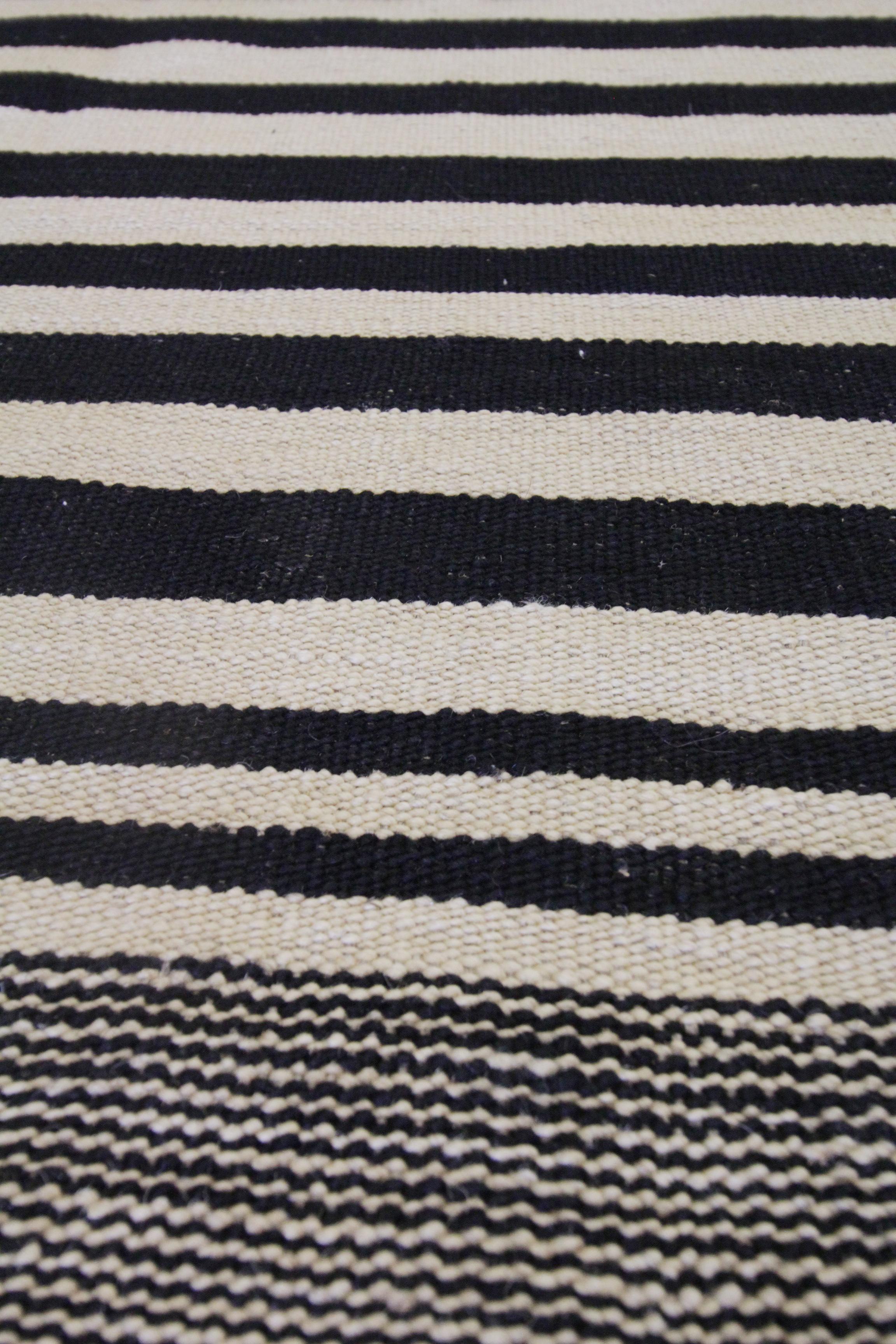 Scandinavian Modern Modern Striped Kilim Rugs, Carpet Area Rug Black Scandinavian Style Kilims