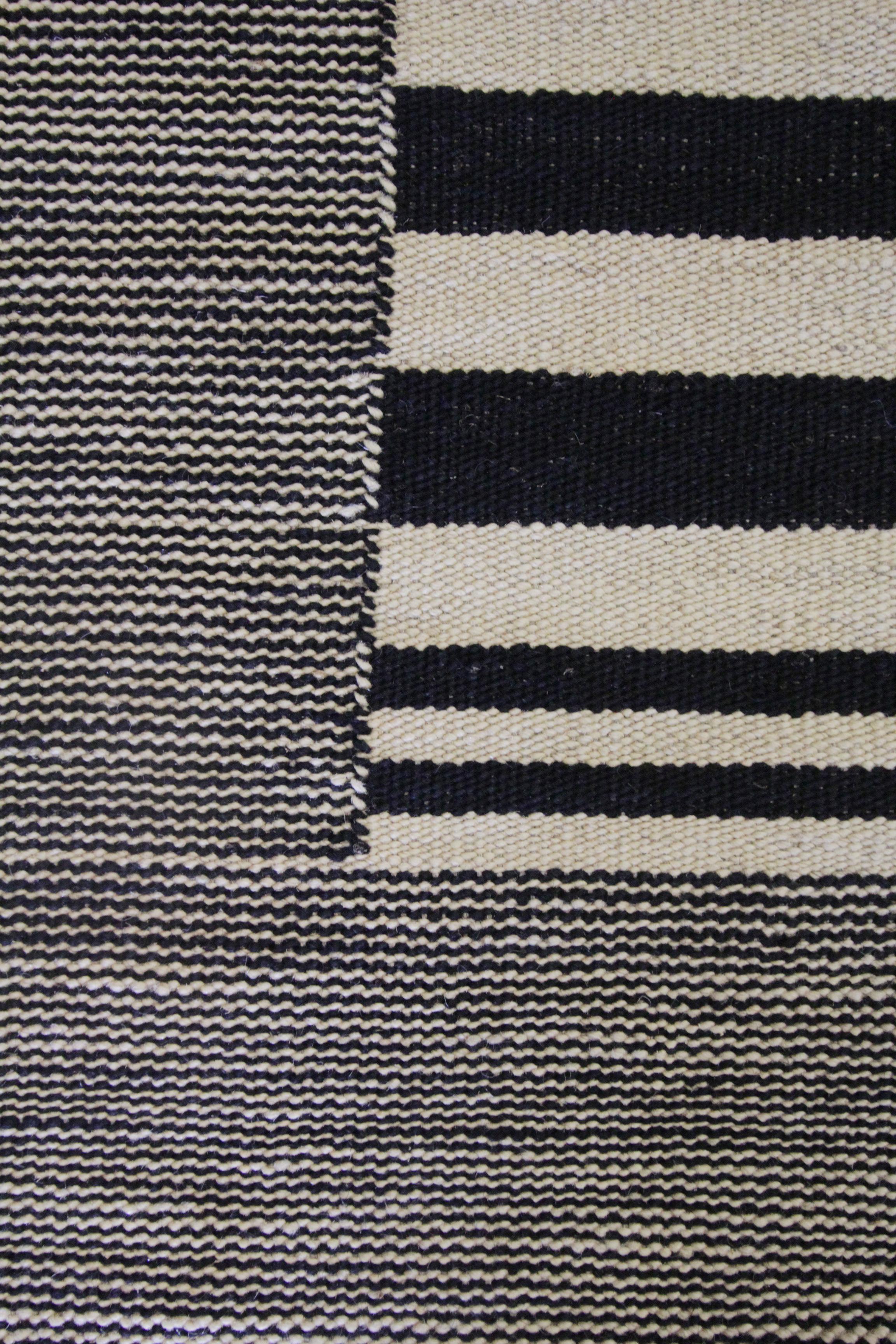 Afghan Modern Striped Kilim Rugs, Carpet Area Rug Black Scandinavian Style Kilims
