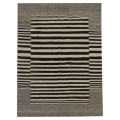 Modern Striped Kilim Rugs, Carpet Area Rug Black Scandinavian Style Kilims Modern Striped Kilim Rugs, Carpet Area Rug Black Scandinavian Style Kilims
