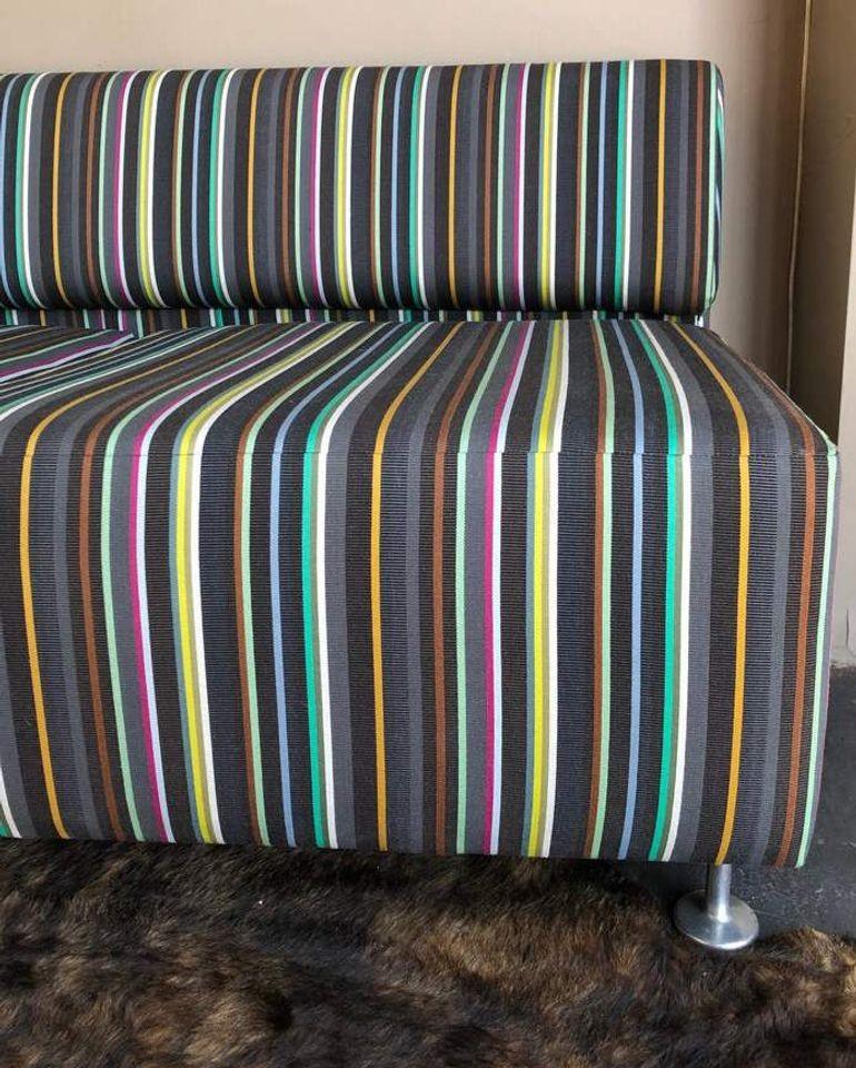 American Modern Striped Low Back Sofa, U.S.A. 2005. For Sale