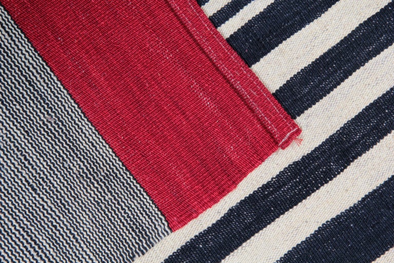 Modern Striped Rug, Black and White Kilim Rugs Carpet from Afghanistan