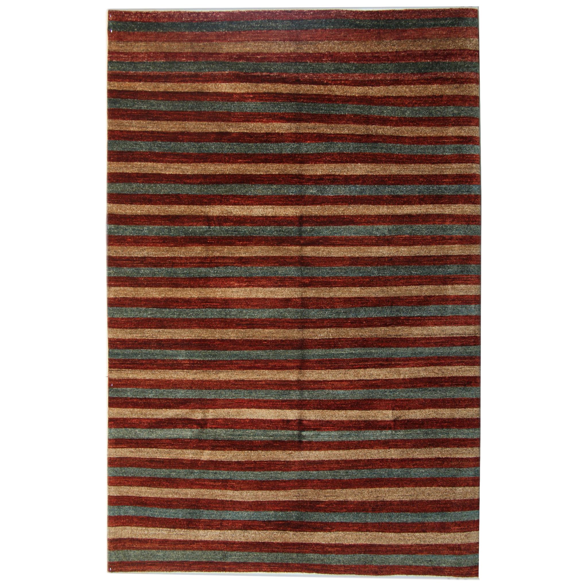 Moderner moderner gestreifter Teppich Zeitgenössische orientalische Teppiche, handgewebter Teppich im Angebot im Angebot