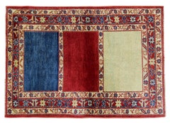 Modern Striped Rug, Kazak Handmade Carpet, Floor Afghan Rugs, Oriental Rug