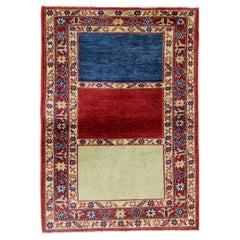 Modern gestreifter Kasachstan-Teppich, handgefertigter Teppich, Bodenteppich afghanisch, orientalischer Teppich 