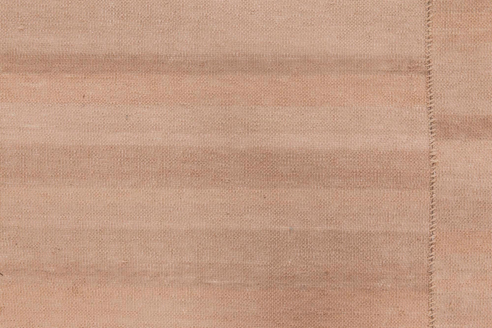 Modern striped sand Beige Kilim runner by Doris Leslie Blau
Size: 3'5