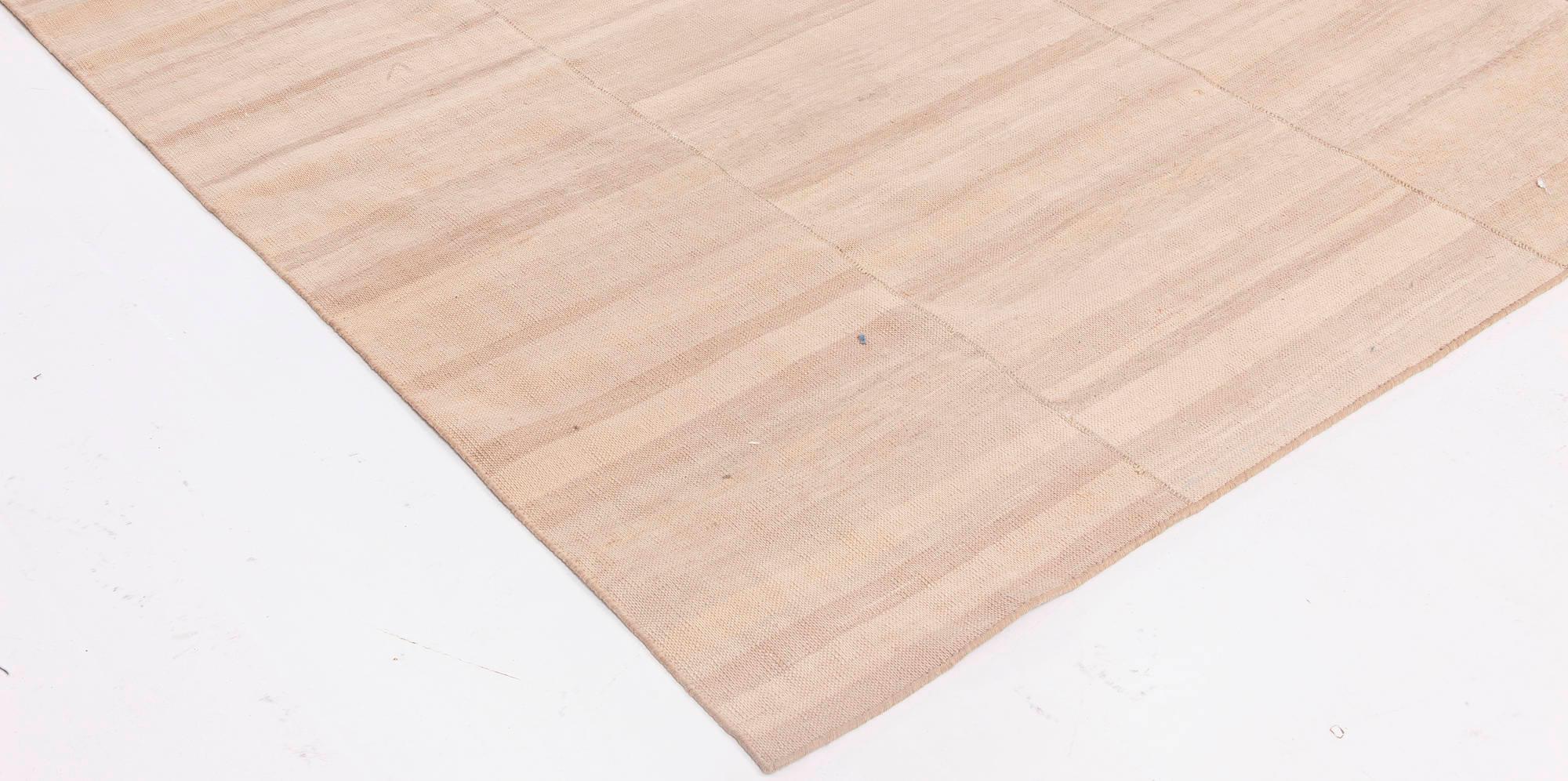 Contemporary Modern Striped Sand Beige Kilim Runner by Doris Leslie Blau For Sale