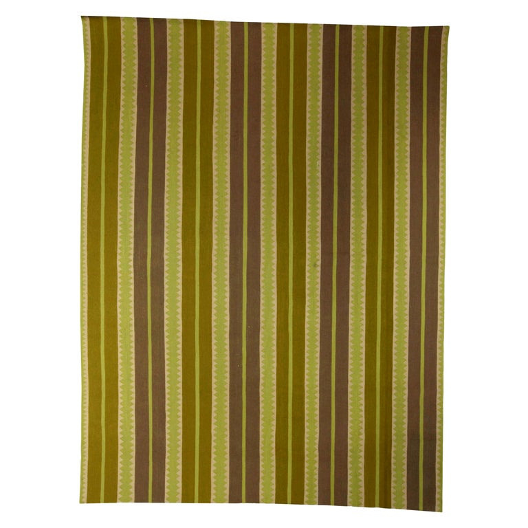 Modern Striped Sundance Green Handmade Wool Rug by Doris Leslie Blau ...
