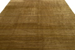 Modern Striped Tibetan Wool & Silk Rug In Taupe Color