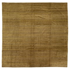 Modern Striped Tibetan Wool & Silk Rug In Taupe Color