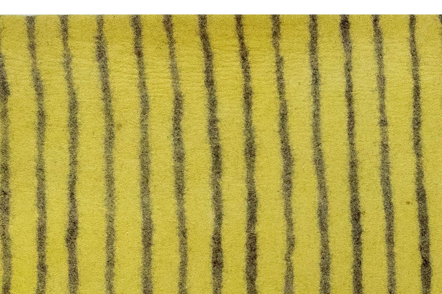 Contemporary Modern Striped Yellow Black Hand Knotted Felt Rug by Doris Leslie Blau For Sale