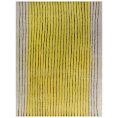 Tapis moderne en feutre rayé jaune et noir noué à la main de Doris Leslie Blau