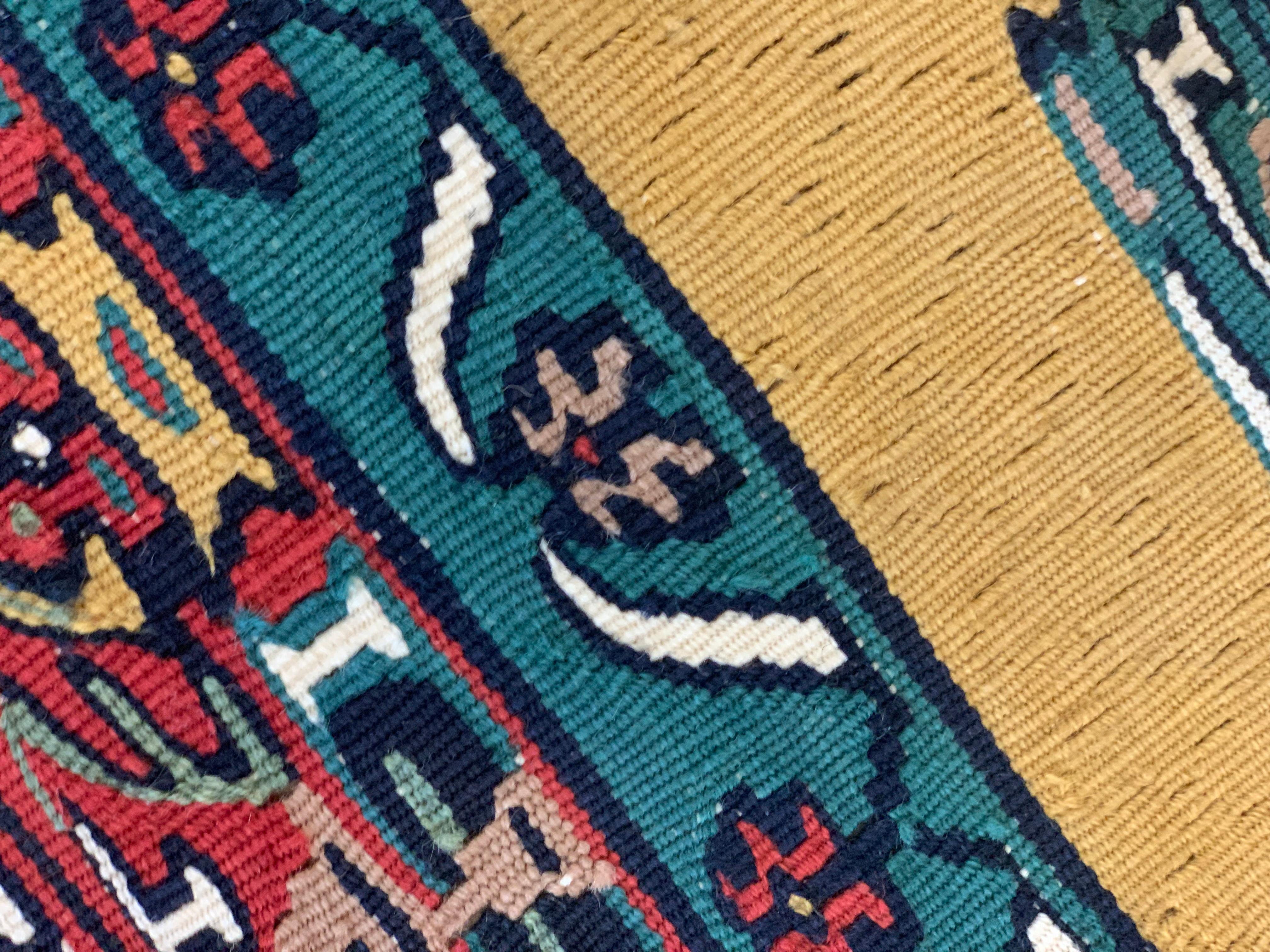 Modern Striped Yellow Kilim Rug Handwoven Oriental Wool Carpet For Sale 1
