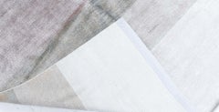 Modern Stripes Light Gray Handmade Silk Rug "Silversheen" by Doris Leslie Blau