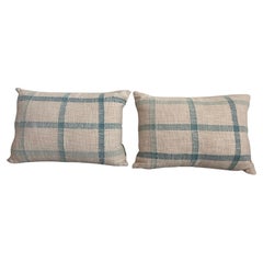 Modern Stripped Throw Pillows , Tan / Blue 14”x20"