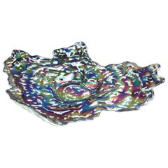 Modern Studio Art Glass Charger Bowl with Silver Back Layer