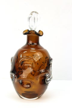 Modern Studio Art Glass Decanter with Stopper