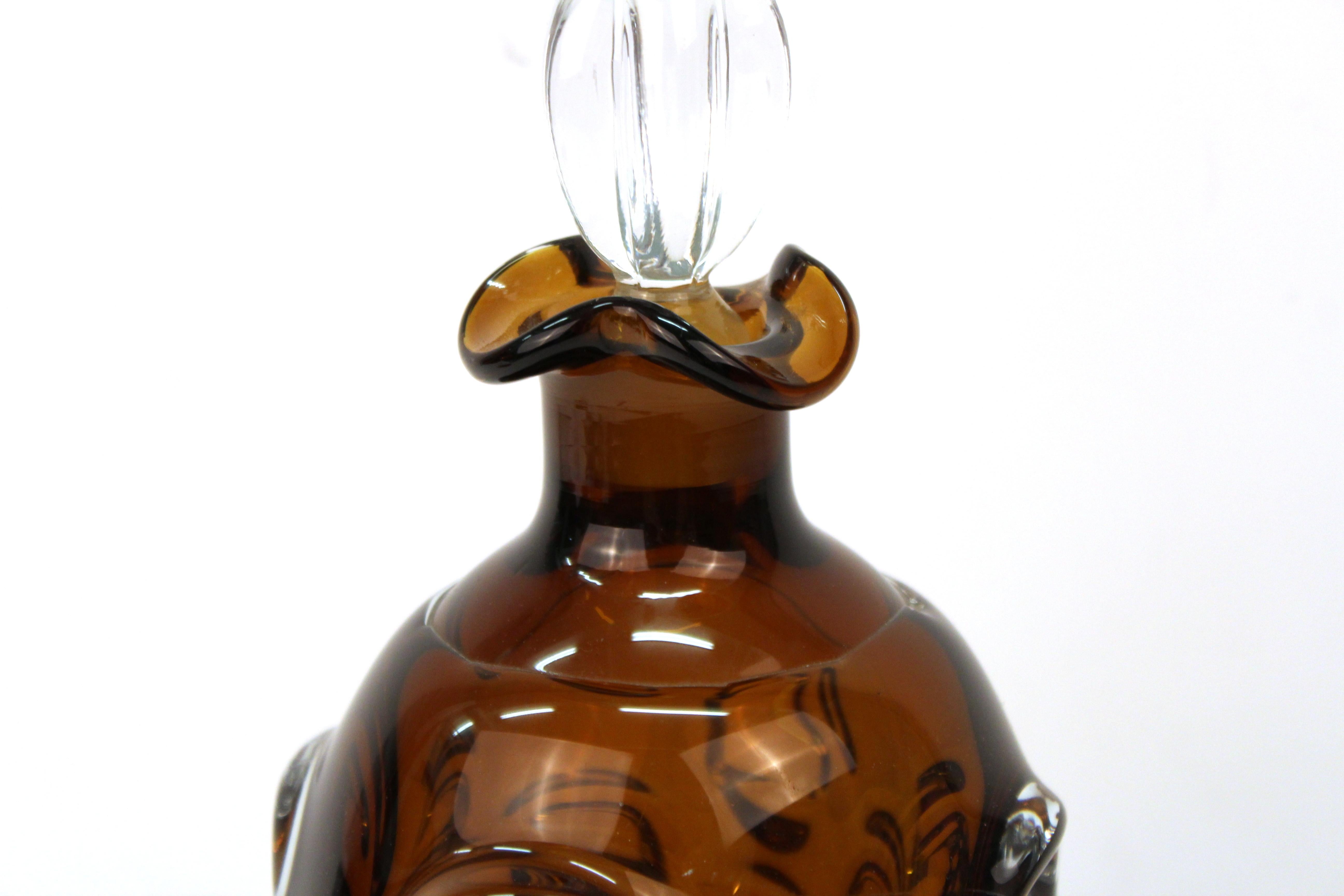 Modern Studio Art Glass Decanter with Stopper In Good Condition In New York, NY