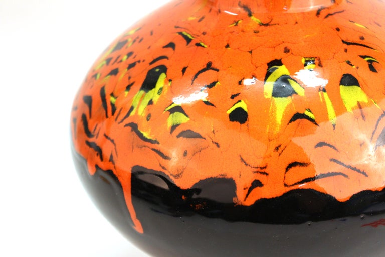Modern Studio Art Pottery Baluster Vase With Orange-Red Drip Glaze at ...