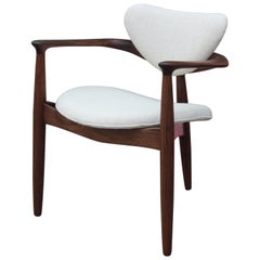 Modern Studio Made Tri-Legged Danish Style Walnut Armchair by Norm Stoecker