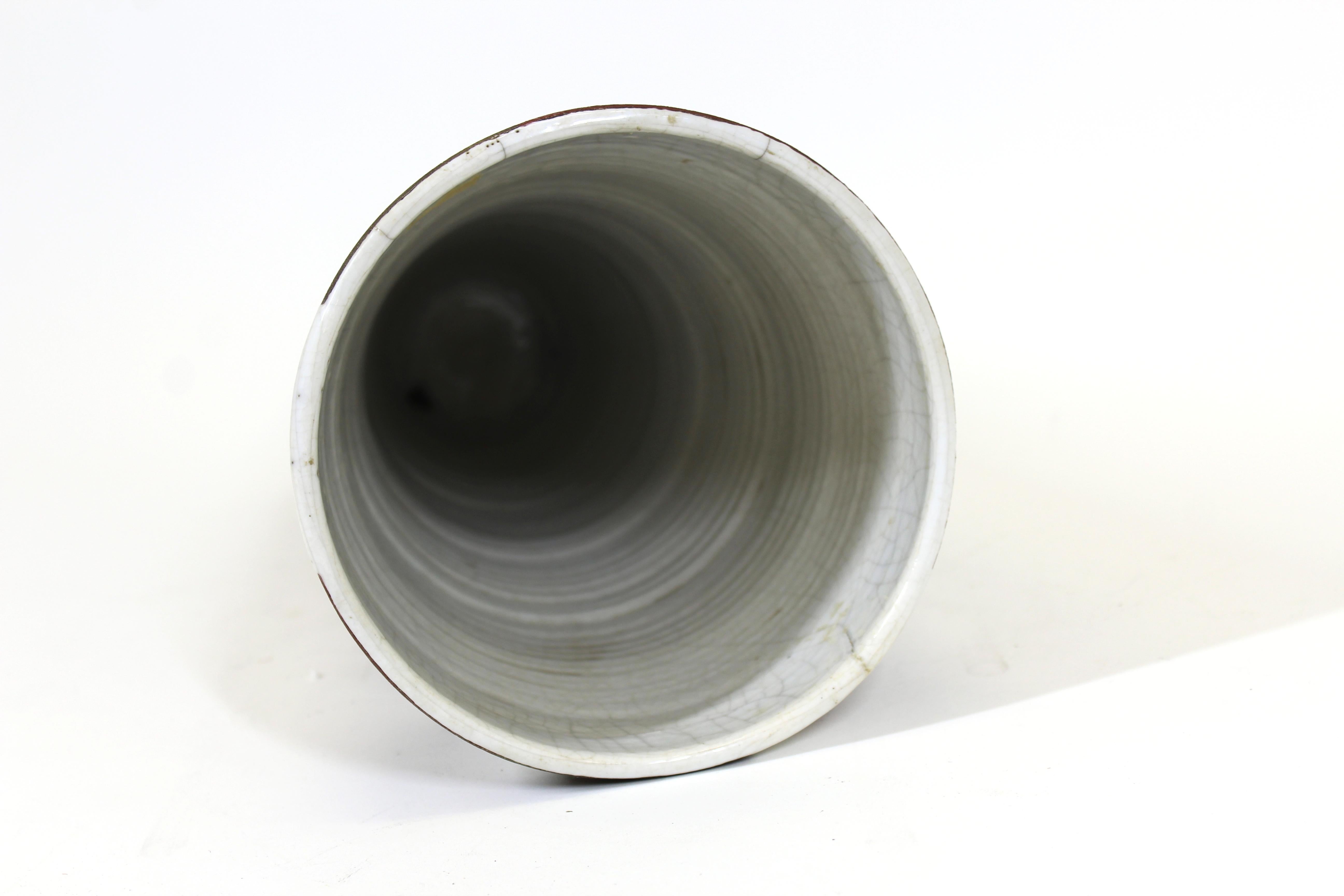 Modern Studio Pottery Ceramic Vase with Geometric Decor For Sale 4