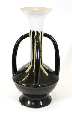 Modern Studio Pottery Vase with Drip Glaze
