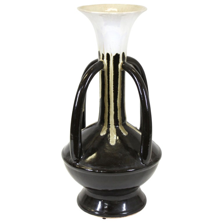 Modern Studio Pottery Vase with Drip Glaze at 1stDibs