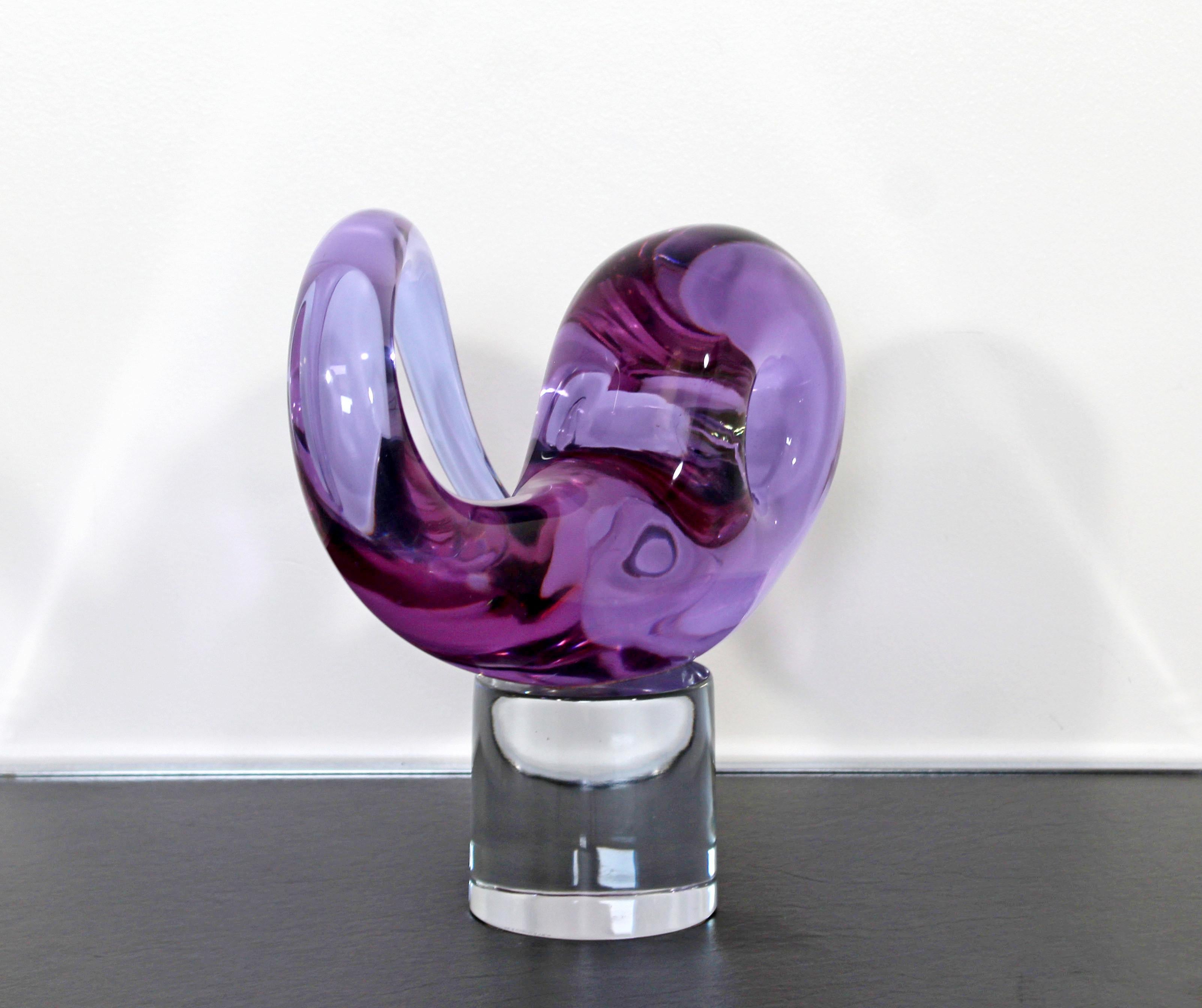 Modern Studio Seguso Arte Verto Signed Murano Glass Art Table Sculpture Purple 4