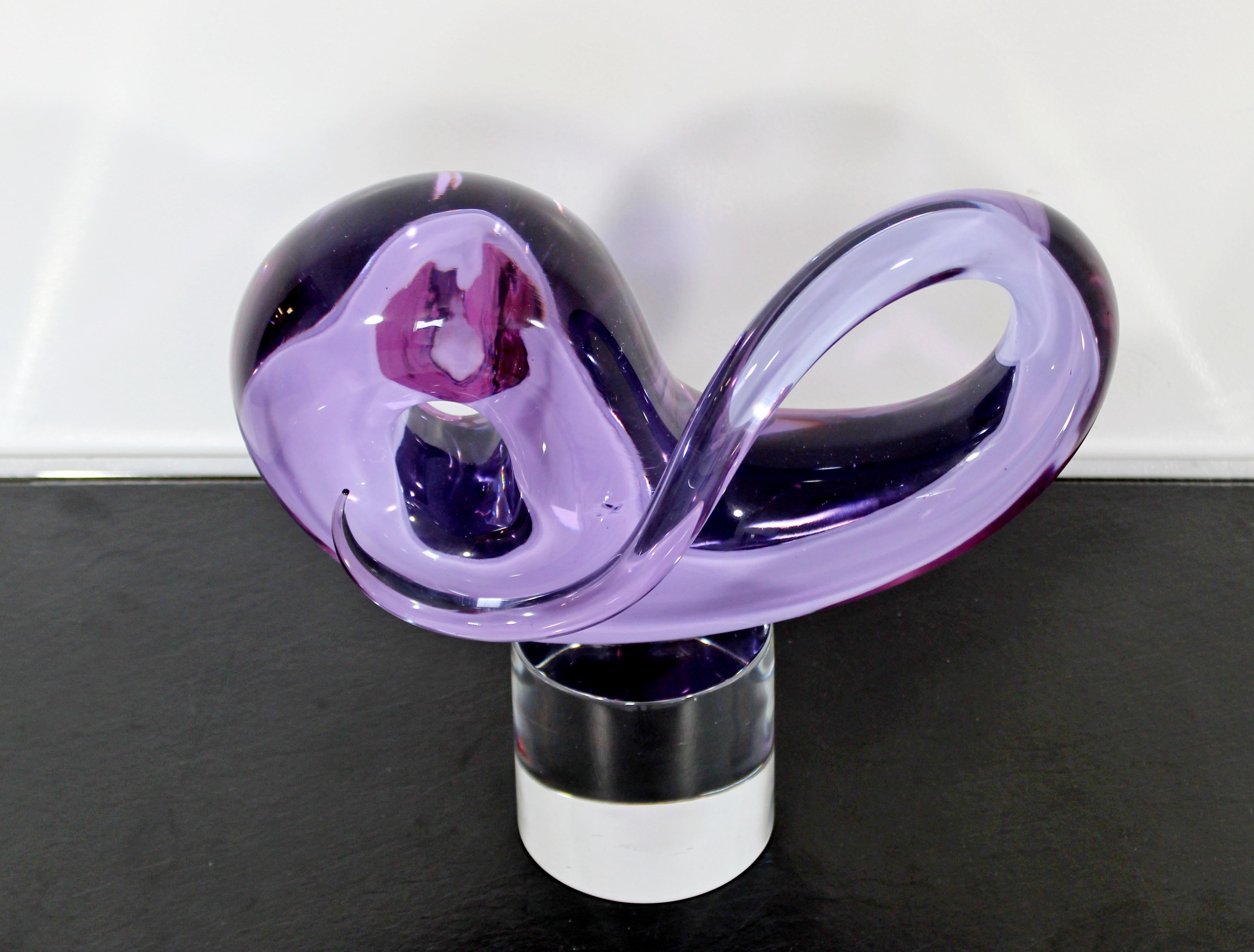 For your consideration is a stunning, purple Murano glass art sculpture, signed by Arte Verto for Studio Seguso. In excellent condition. The dimensions are 12