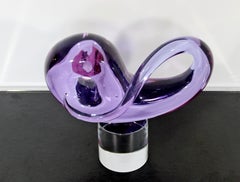 Modern Studio Seguso Arte Verto Signed Murano Glass Art Table Sculpture Purple