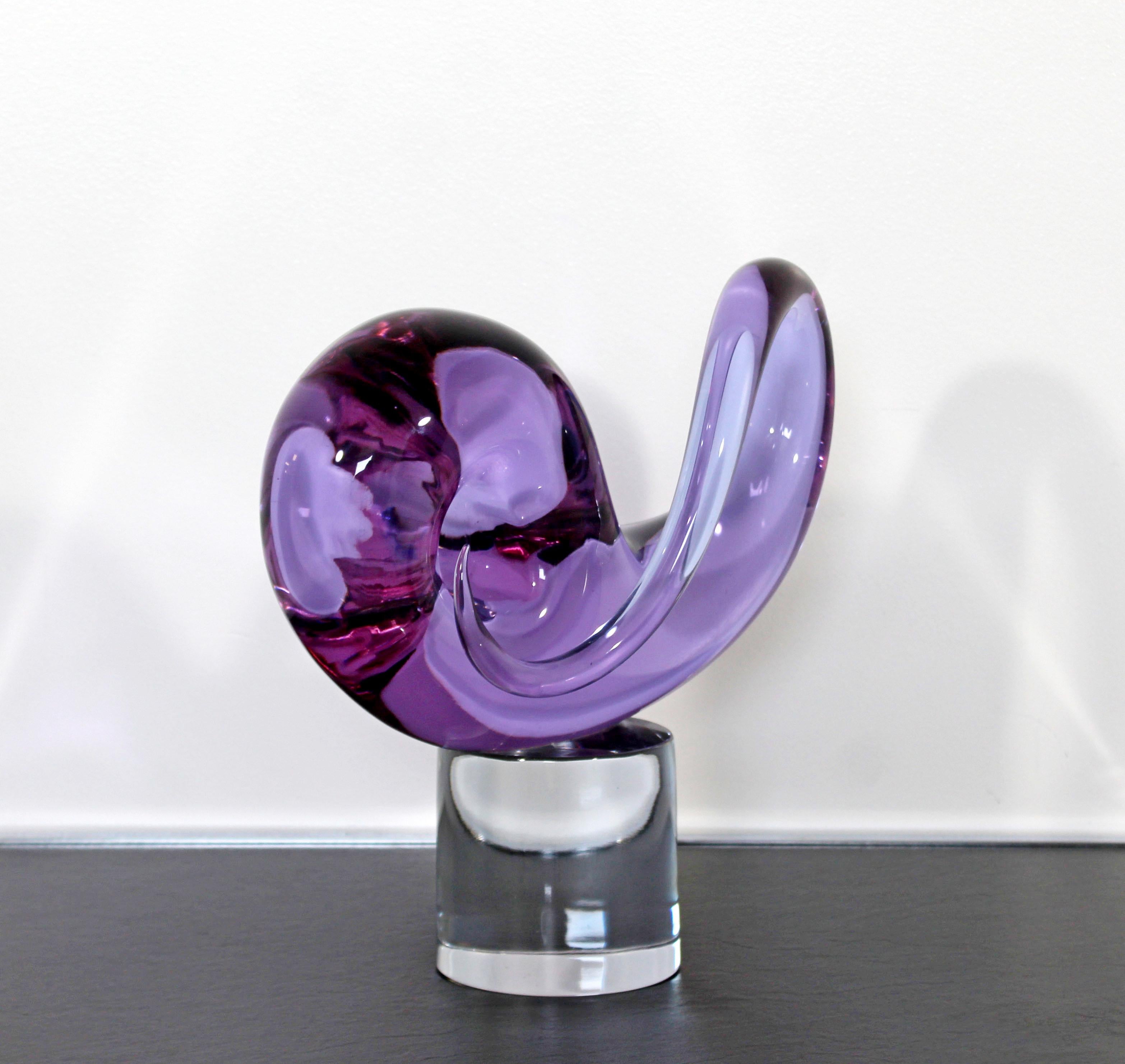 Italian Modern Studio Seguso Arte Verto Signed Murano Glass Art Table Sculpture Purple