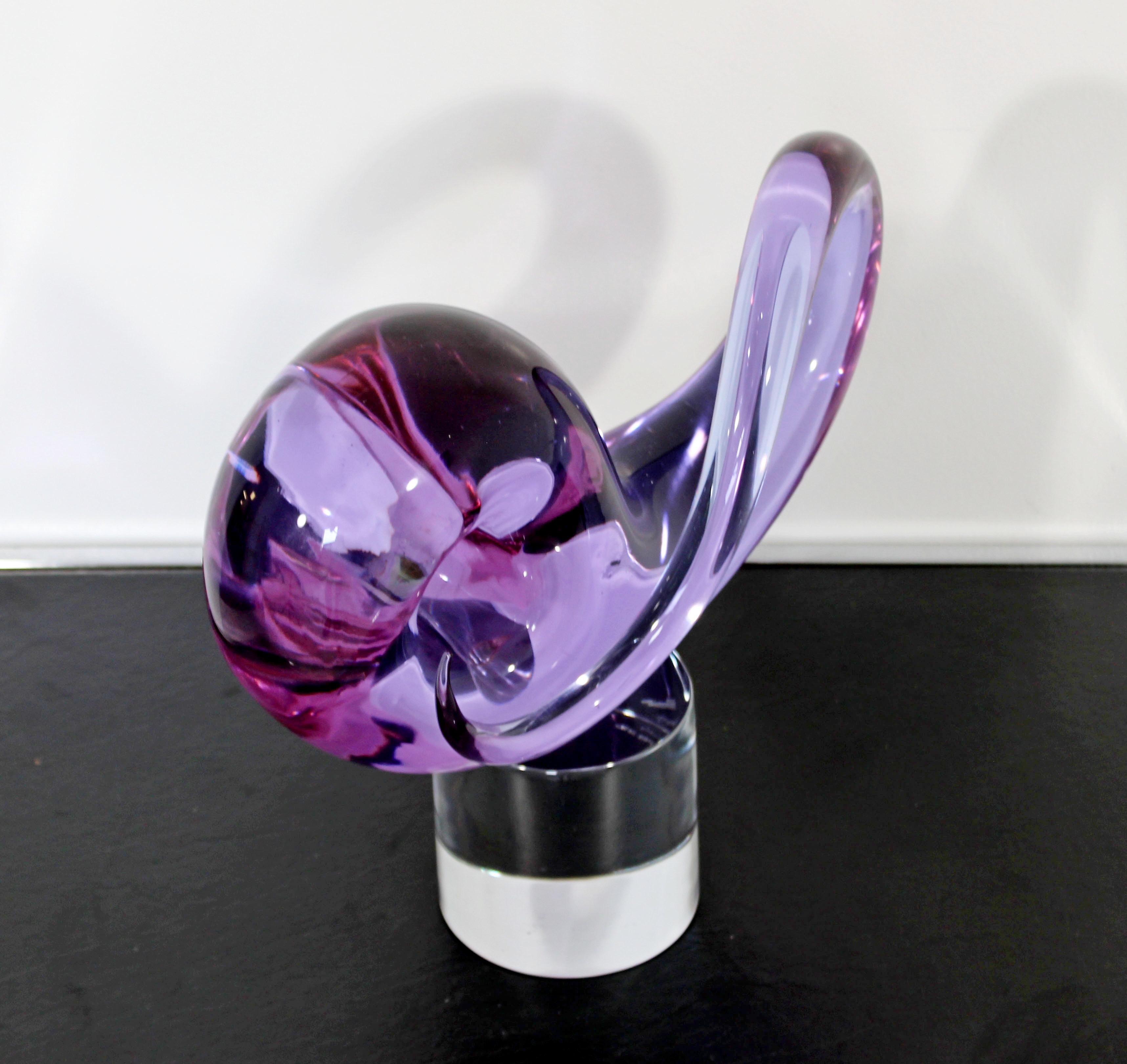 Modern Studio Seguso Arte Verto Signed Murano Glass Art Table Sculpture Purple In Good Condition In Keego Harbor, MI