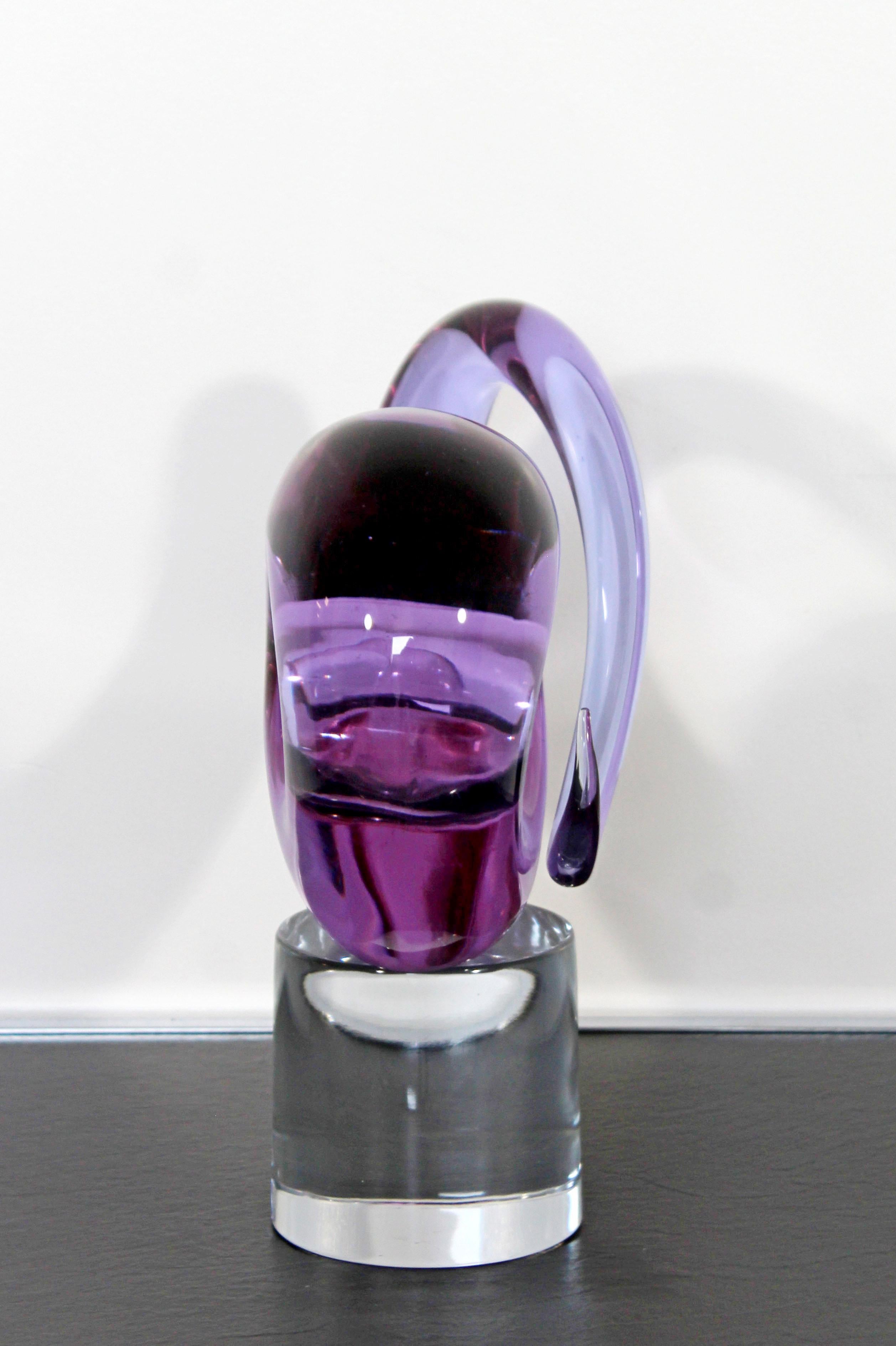 Late 20th Century Modern Studio Seguso Arte Verto Signed Murano Glass Art Table Sculpture Purple