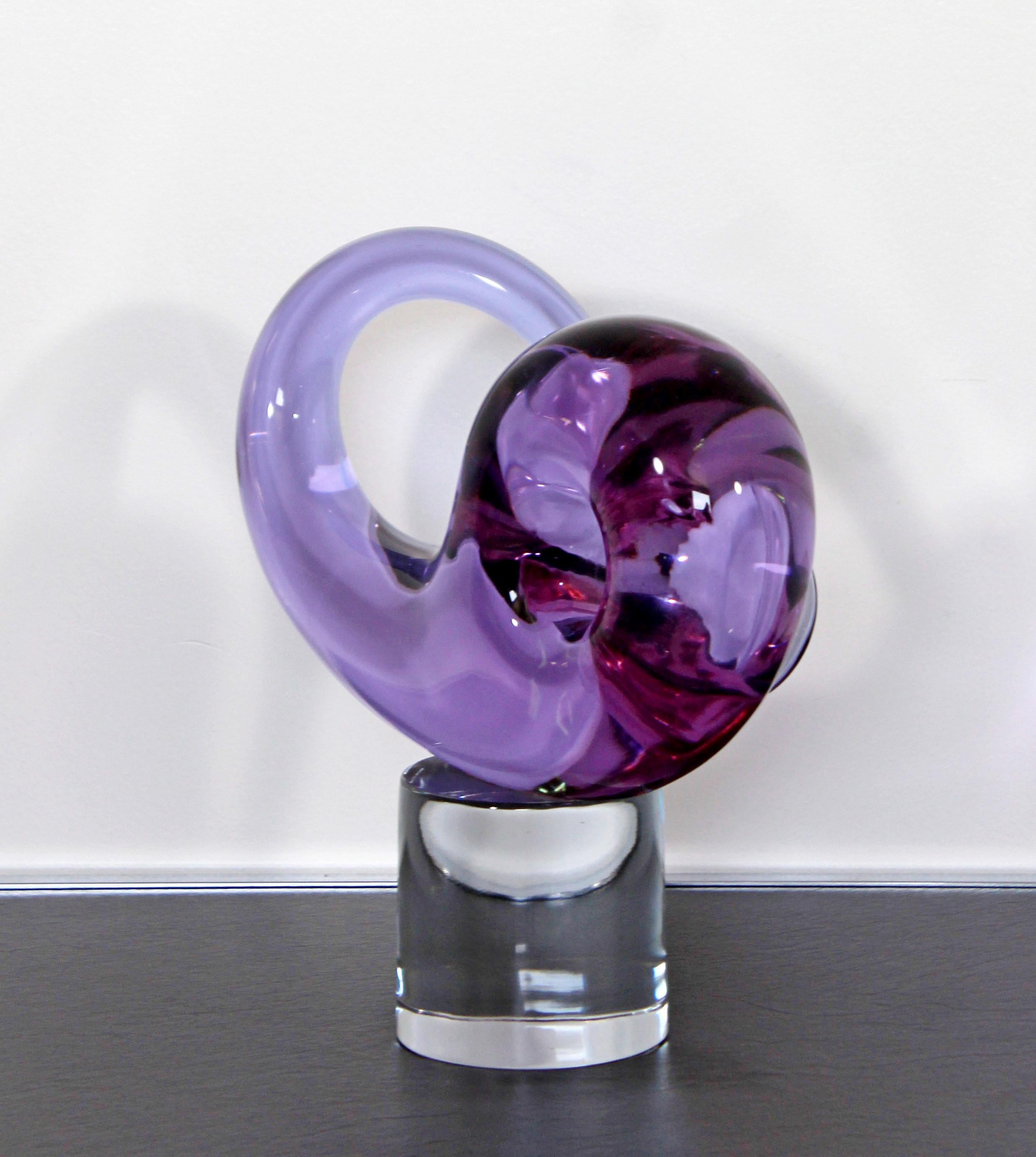 Modern Studio Seguso Arte Verto Signed Murano Glass Art Table Sculpture Purple 1