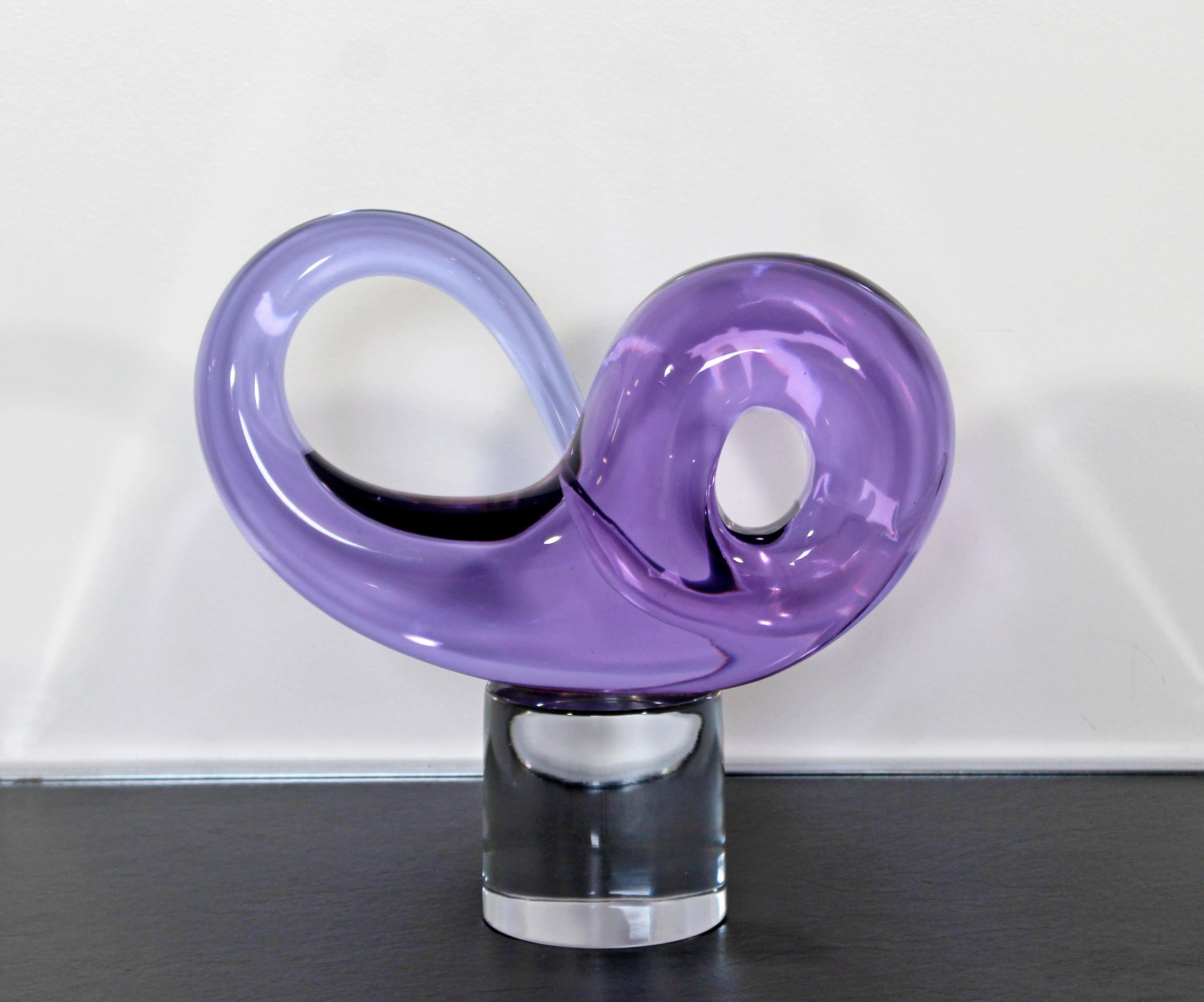 Modern Studio Seguso Arte Verto Signed Murano Glass Art Table Sculpture Purple 2