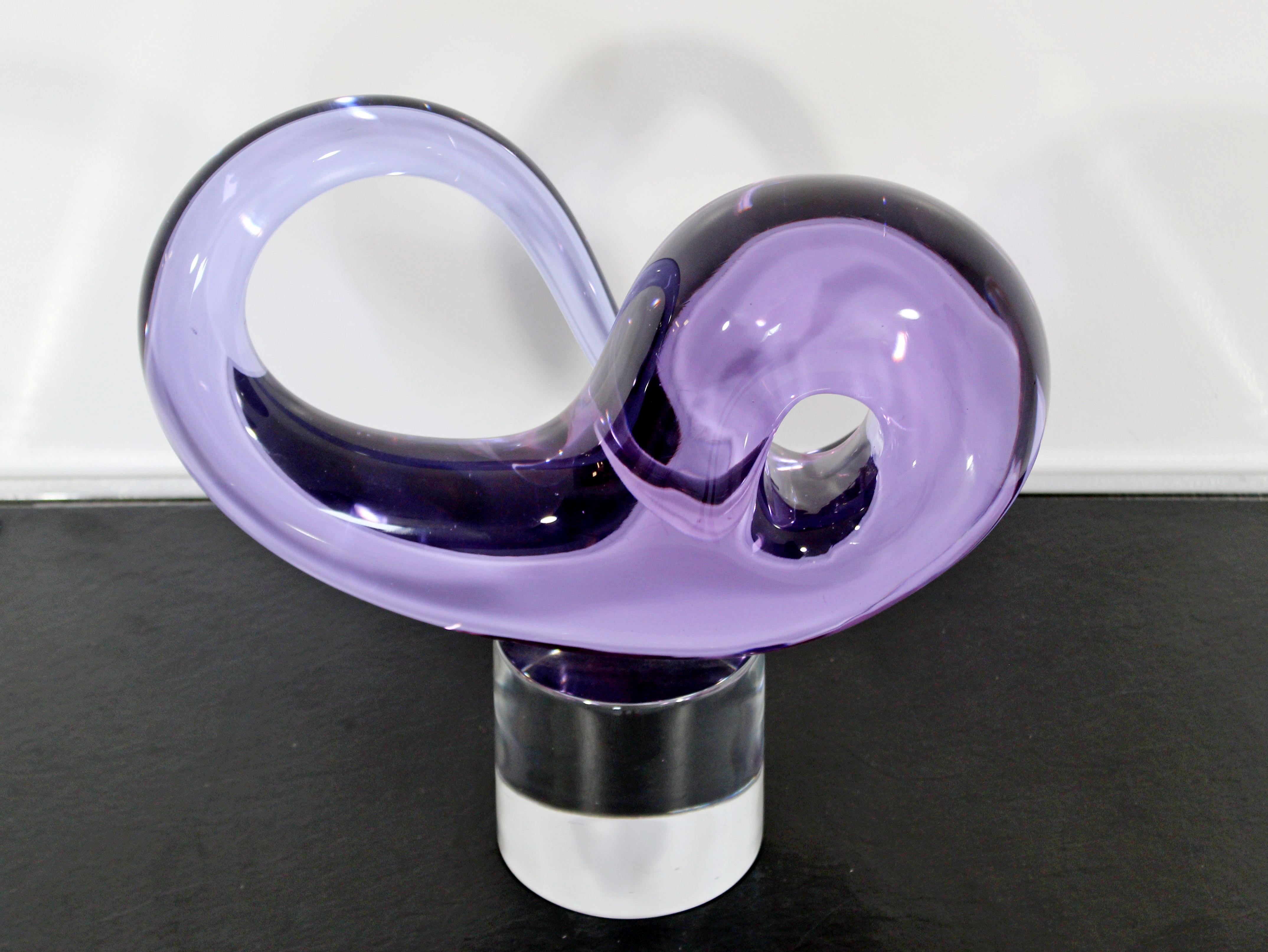 Modern Studio Seguso Arte Verto Signed Murano Glass Art Table Sculpture Purple 3