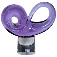 Modern Studio Seguso Arte Verto Signed Murano Glass Art Table Sculpture Purple