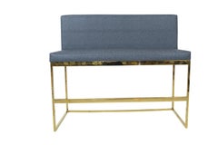 Modern Style 007 Bar Height Bench in Faux Leather with Polished Brass Frames