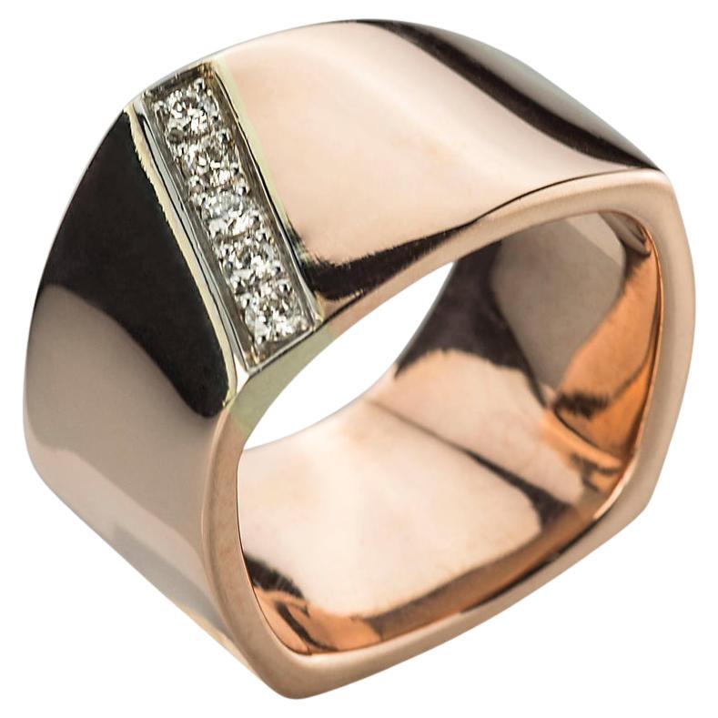 Modern Style 18 Karat Rose & White Gold 0.20 Karat White Diamonds Design Ring For Sale
