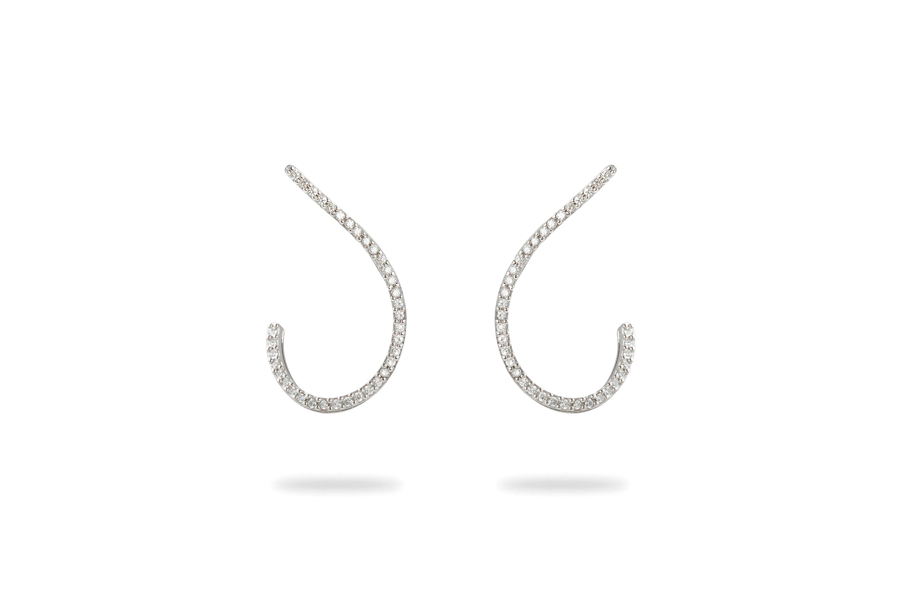 Modern Style 18 Karats White Gold 1.02 Carat G Color VS1 White Diamonds Earrings For Sale 1