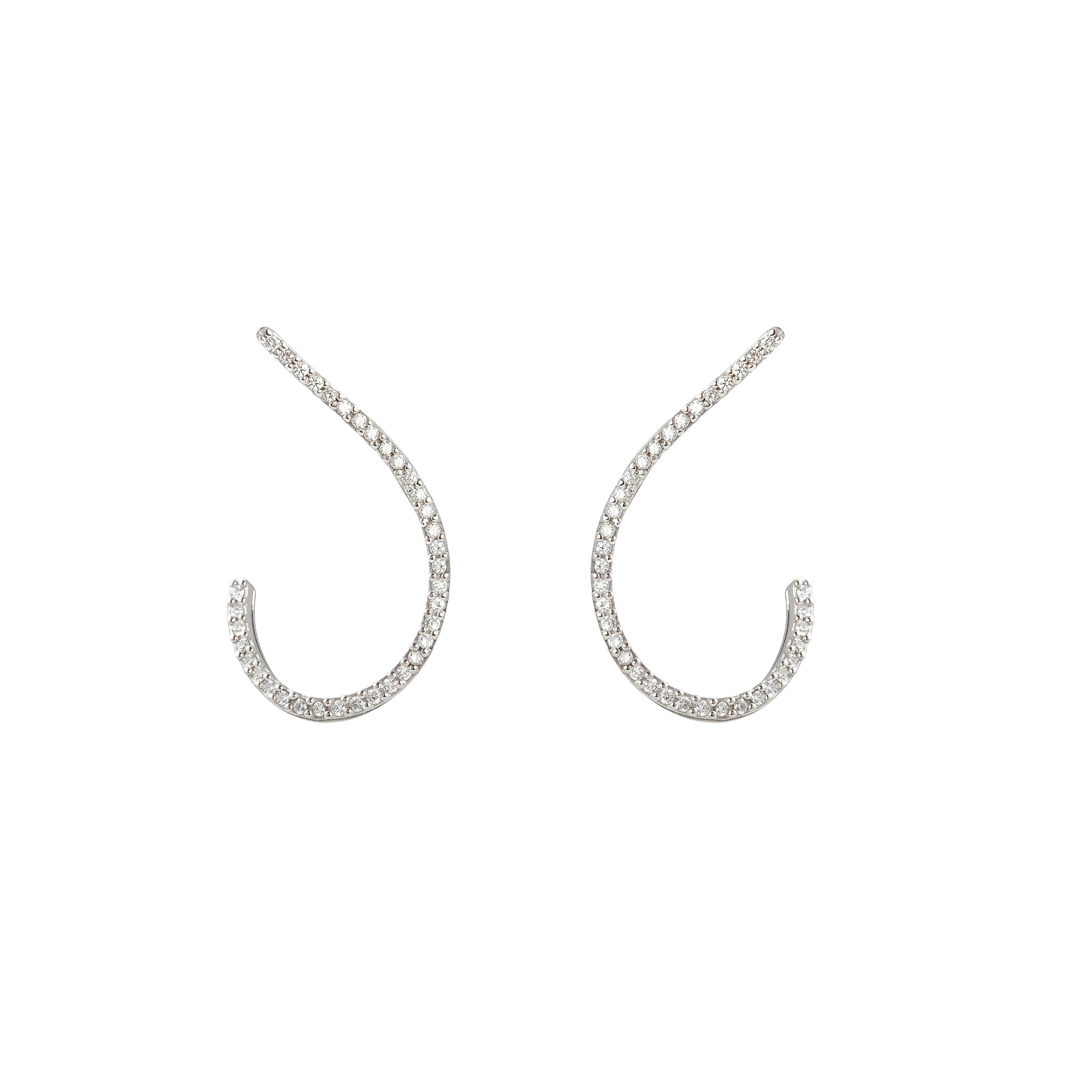 Modern Style 18 Karats White Gold 1.02 Carat G Color VS1 White Diamonds Earrings For Sale