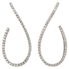 Estilo Moderno Pendientes Únicos Aros de Oro Blanco de 18 quilates y 2,30 Quilates de Diamantes Blancos